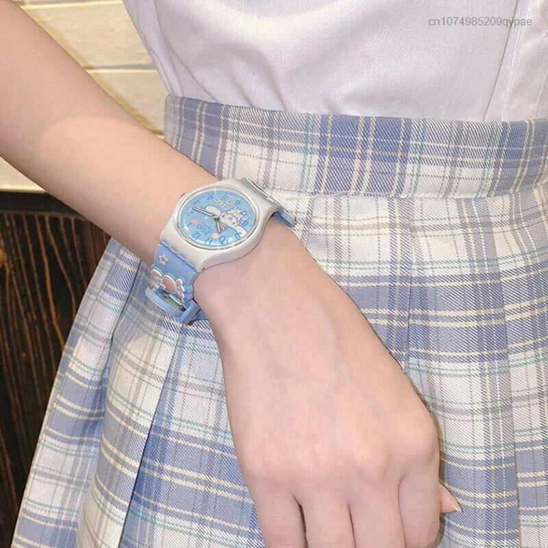 Sanrio Cinnamoroll Cartoon Anime kwarcowy zegarek na rękę Y2k słodkie słodkie luksusowe prezent urodzinowy dla niej modne wodoodporne zegarek studencki