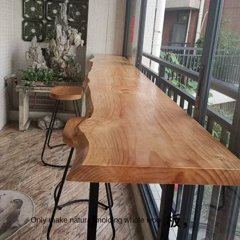 EE1008 длинный стол из массива дерева на заказ, барный стол, домашний высокий стол для балкона, десертный стол для магазина и стул, комбинация для отдыха