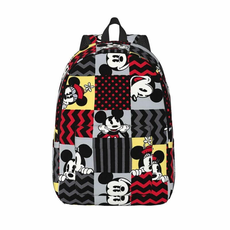 Custom Disney Mickey Mouse Cartoon Collage Canvas Backpacks for Women Men School College Students Bookbag 15 Inch Laptop Bags