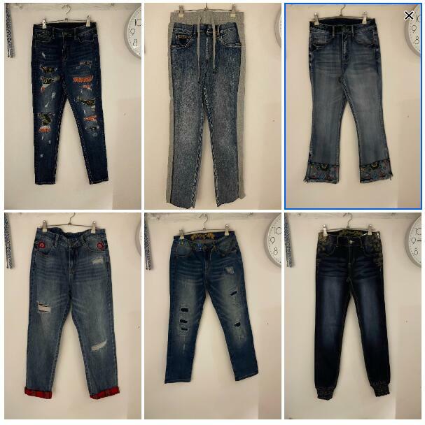 Jeans bordado feminino com ajuste fino múltiplo, Calça Solitária, Luxo Solitário, Comércio Exterior, Espanha D Original, Moda