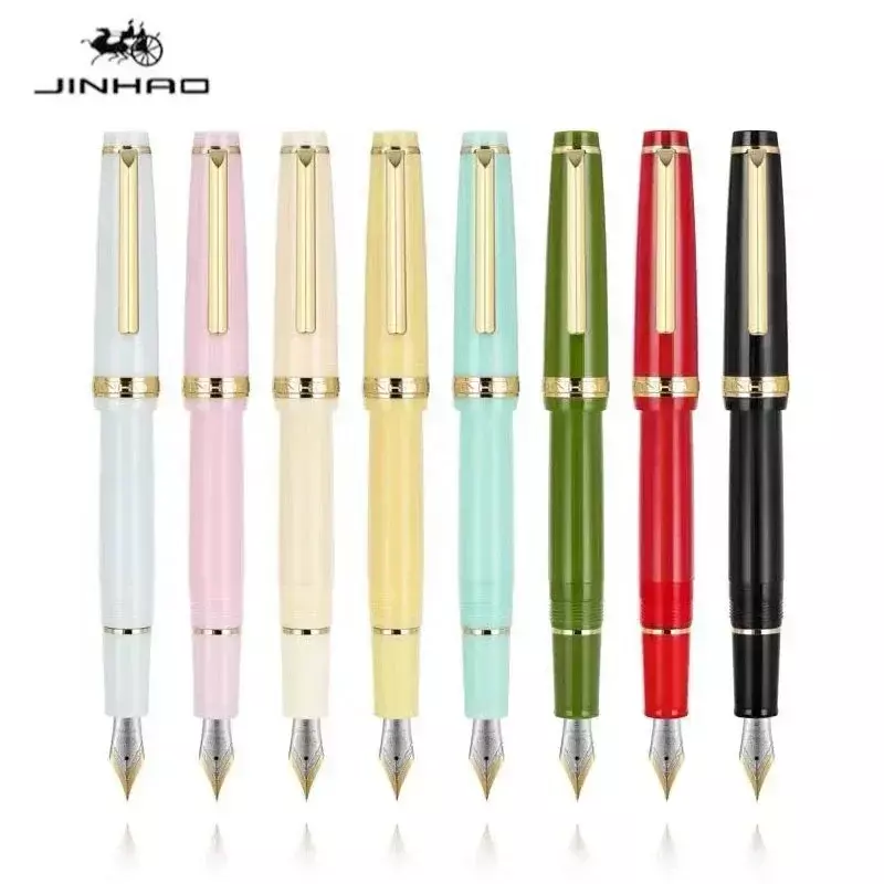 Jinhao 82-pluma estilográfica de Tinta acrílica, bolígrafo giratorio dorado EF F Nib Elegante, suministros escolares de oficina y negocios, papelería de escritura