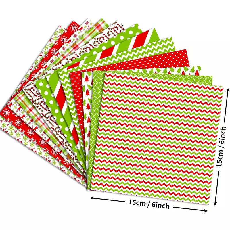 12 buah/tas 15*15cm bahan kertas Natal, bahan kertas Manual, pembuatan kartu Scrapbook lembar kertas warna latar belakang