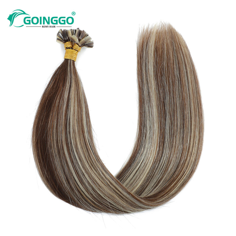 Предварительно скрепленные прямые удлинители волос Goinggo с V-образным вырезом, 22 дюйма, 1 г/прядь, машинное изготовление, бразильские человеческие волосы Remy для наращивания