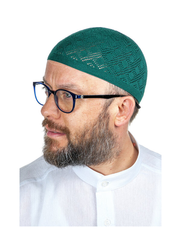 Luxe Staal Gebreide Gebed Cap Kwaliteit Visuele Aantrekkingskracht Ramadan Perfect Gift Lichtgewicht Polyester Katoen Voor Mannen