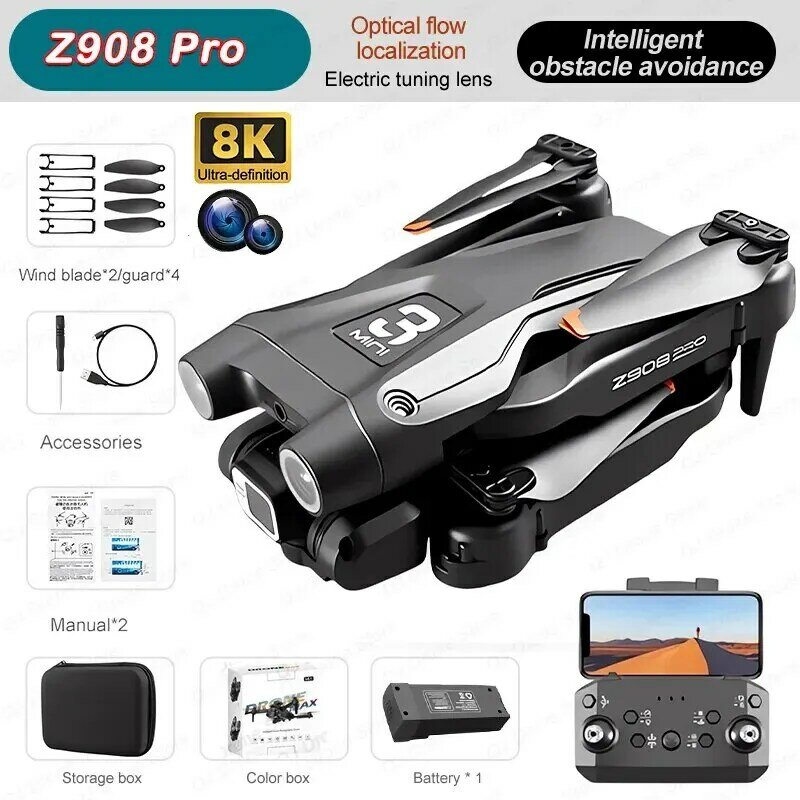 Nuovo Z908 ProMAX Drone Professional 8K HD Dual Camera 5G WIFI Optical Flow ostacolo evavikel Quadcopter pieghevole giocattoli regali