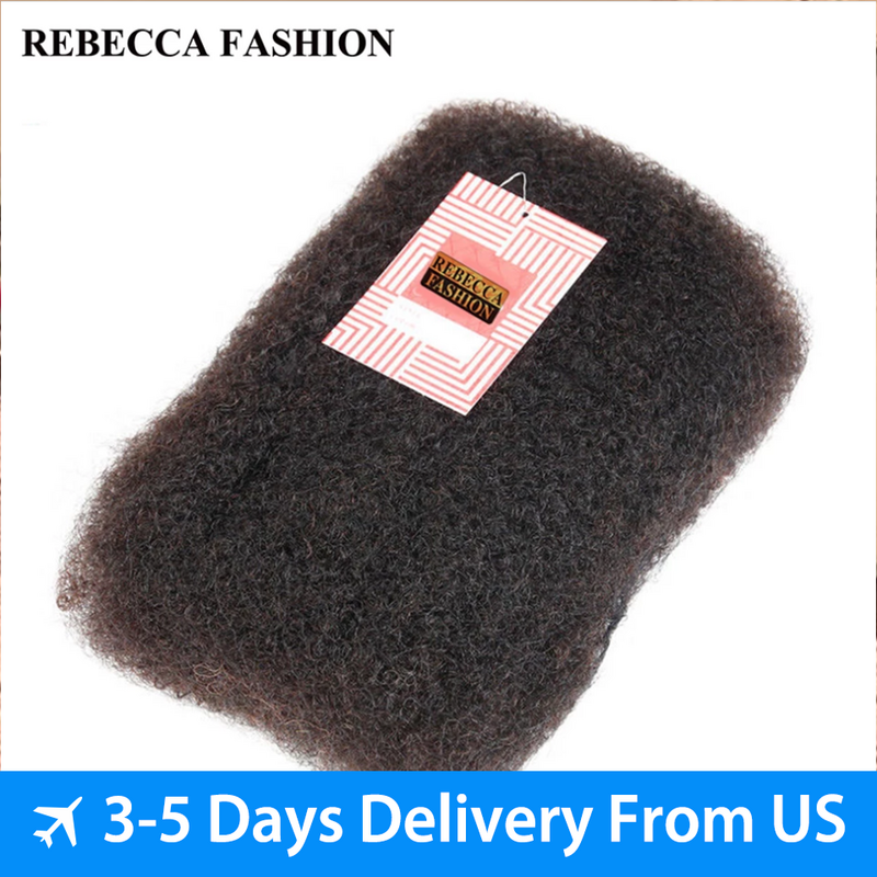 Rebecca Fashion-Cabello Remy mongol Afro rizado a granel, cabello humano para trenzado, 1 paquete de 50 g/pc, trenzas de Color Natural, sin trama