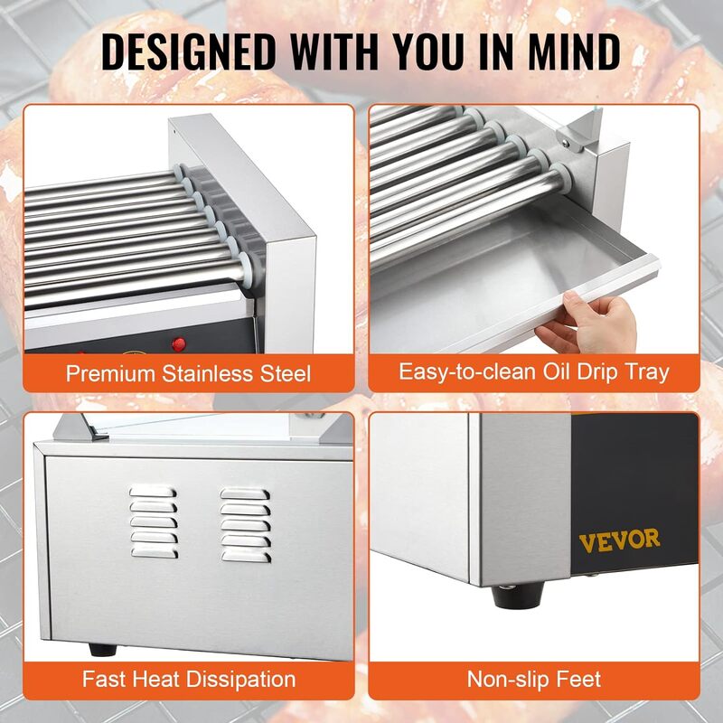 Commercial Hot Dog Roller Electric Sausage Maker Barbecue Grill Machine for Camping Party Home Appliance 110V