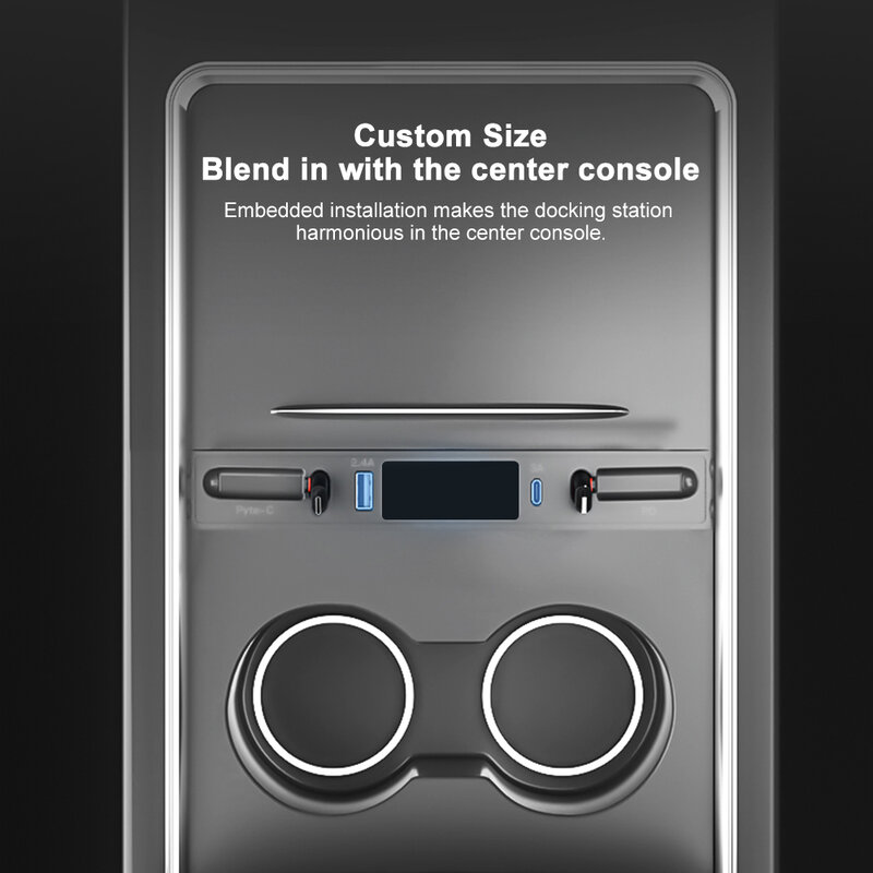 Estación de acoplamiento para Tesla Model 3 Y, 27W PD tipo C Hub, Cargador rápido USB LED Shunt Hub, extensión de consola central, Sensor inteligente 2023