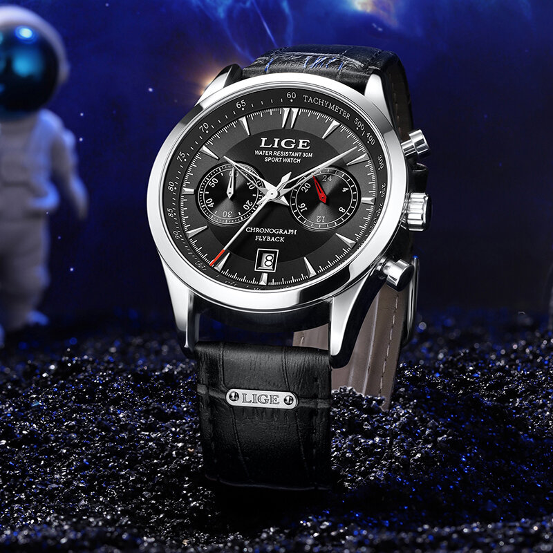NEW Top LIGE Brand Casual Fashion Watches for Man Sport orologio da polso in pelle militare orologio da uomo grande data Relojes Hombre