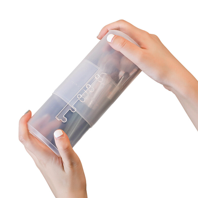 Boîte de rangement transparente réglable pour pinceaux de maquillage, étanche à la poussière, grande capacité, support avec couvercle, toilette de voyage portable