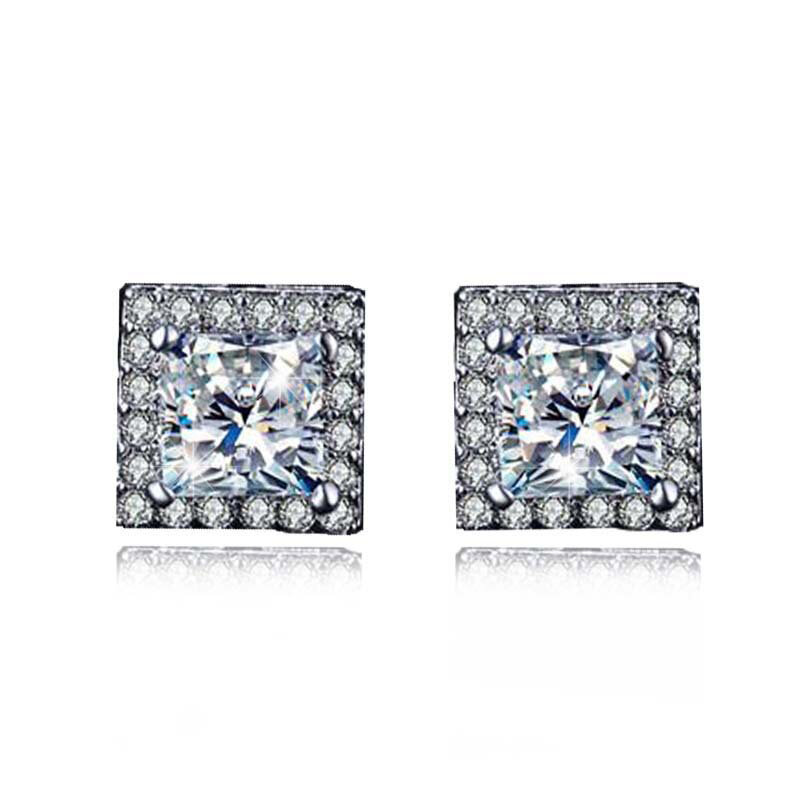 Hot Selling New square earrings for women's super shiny zircon earrings