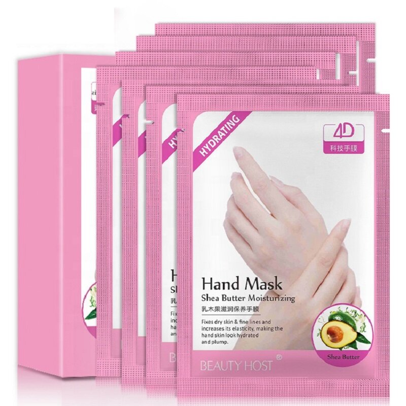 Beauty Host-3 pares de mascarilla hidratante, blanqueadora, Reparadora de colágeno, manteca de karité, hidratante, para el cuidado de la piel, SPA