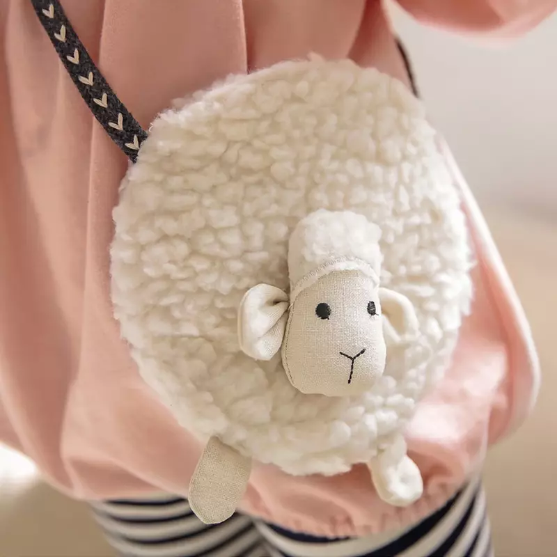 Süße Schaf form Umhängetasche für Mädchen Kleinkind Mini Geldbörse Brieftasche Umhängetasche für Kinder Plüsch weiche süße Geldbörsen Veranstalter