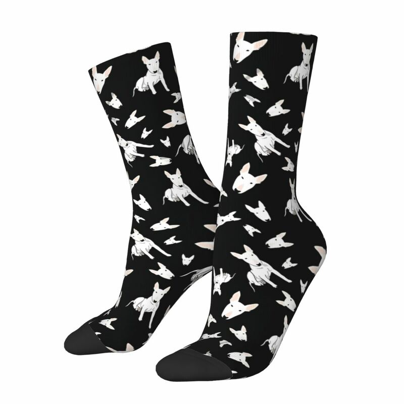 Funny Crazy Sock for Men David Harajuku Bull Terrier Pet Dog Breathable Pattern Printed Crew Sock Novelty Gift