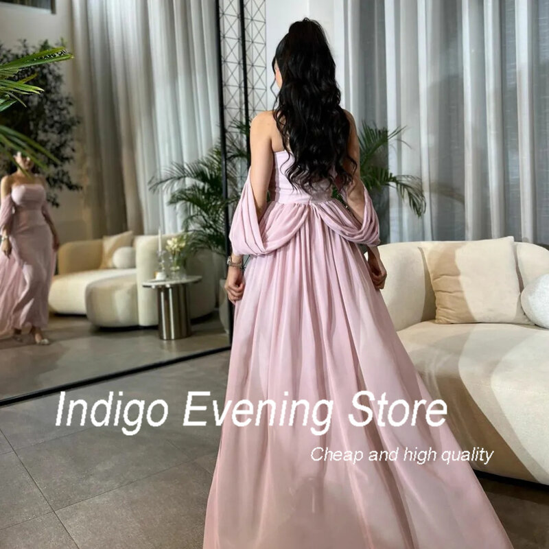 Suknie wieczorowe indygo saudyjski paski Spaghetti prosta elegancka sukienka formalna okazja do podłogi dla kobiet 2024 vestidos de noche