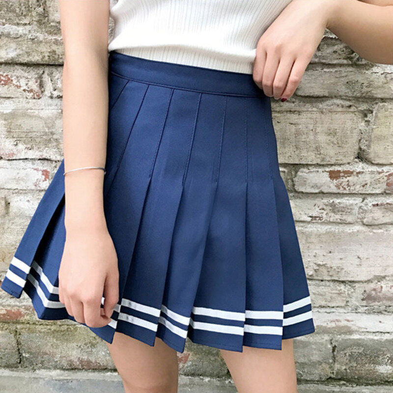 Saias femininas a-line senhoras punk japão kawaii saia plissada de cintura alta feminino harajuku coreano bonito mini saias