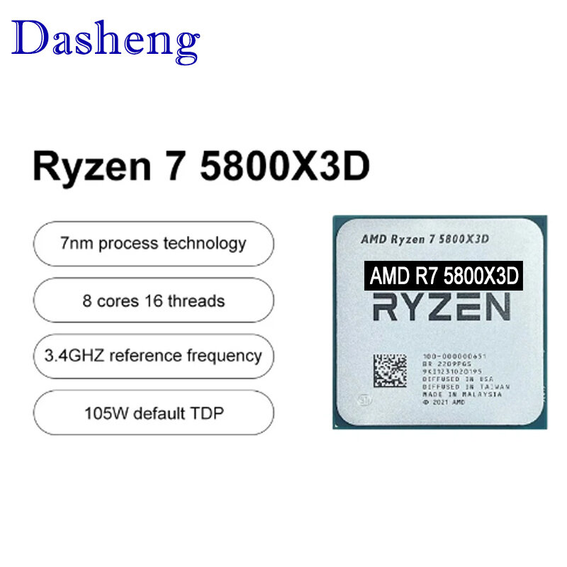 Новый игровой Процессор AMD Ryzen 7 5800X3D R7 5800X3D 3,4 ГГц Восьмиядерный 16-поточный процессор 7NM L3 = 96M 100-000000651 AMD AM4
