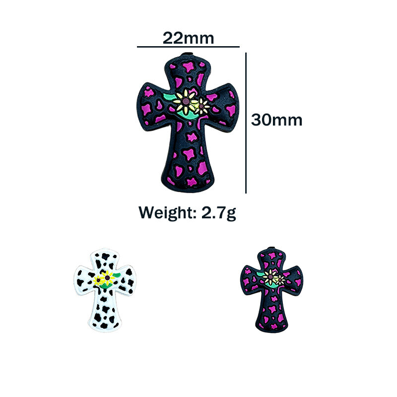 Cuentas de silicona con forma de cruz para pulsera de bebé, accesorios de joyería, regalo de Kawai, 10 unidades