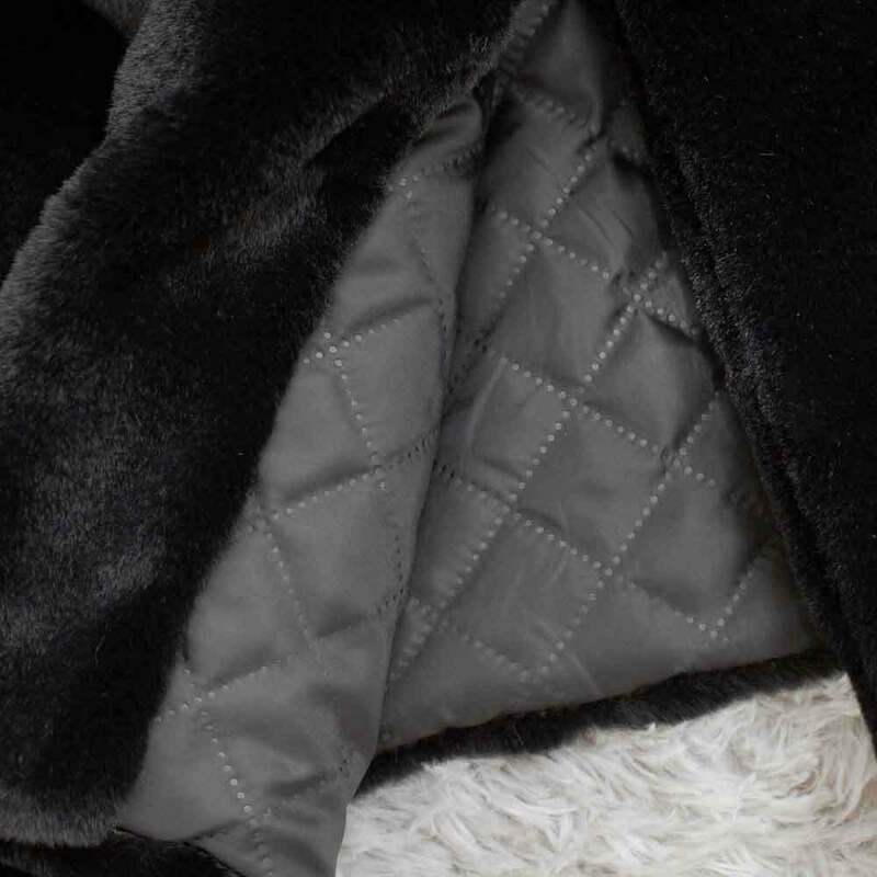 Mantel Bulu Kelinci Palsu Hangat Wanita Musim Dingin 2022 Jaket Panjang Wanita Tebal Mantel Longgar Kerah Lipat dengan Sabuk