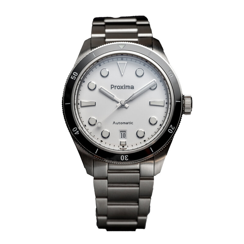 2023 39mm Waterproof Men Watch Luxury White Enamel Dial Bubble Sapphire Luminous Automatic Mechanical Vintage Watches Gift