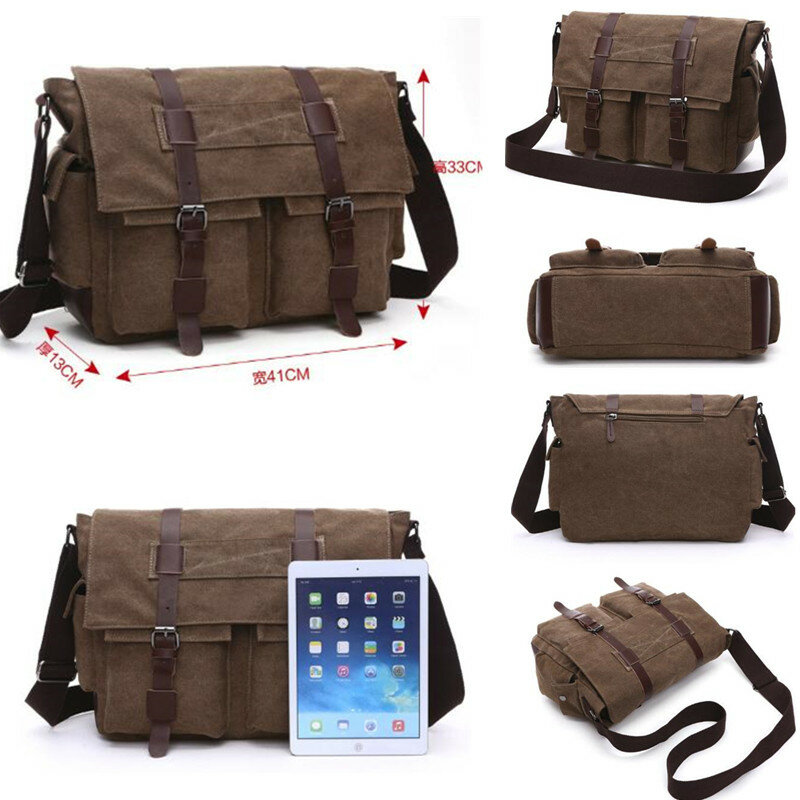 Canvas Leather Men Messenger I AM LEGEND Will Smith Big Satchel Shoulder Bags Male Laptop Briefcase Travel Handbag