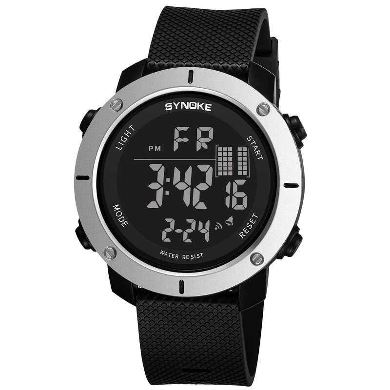 PANARS-reloj Digital deportivo para hombre, pulsera con alarma LED, resistente al agua, con doble horario, para exteriores