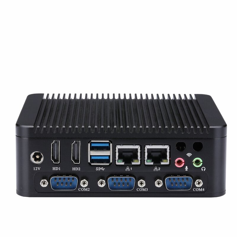 QOTOM Core i3/i5/i7 Processor 4 COM Ports Gateway Router Fanless Mini PC Q535P/Q555P/Q575P