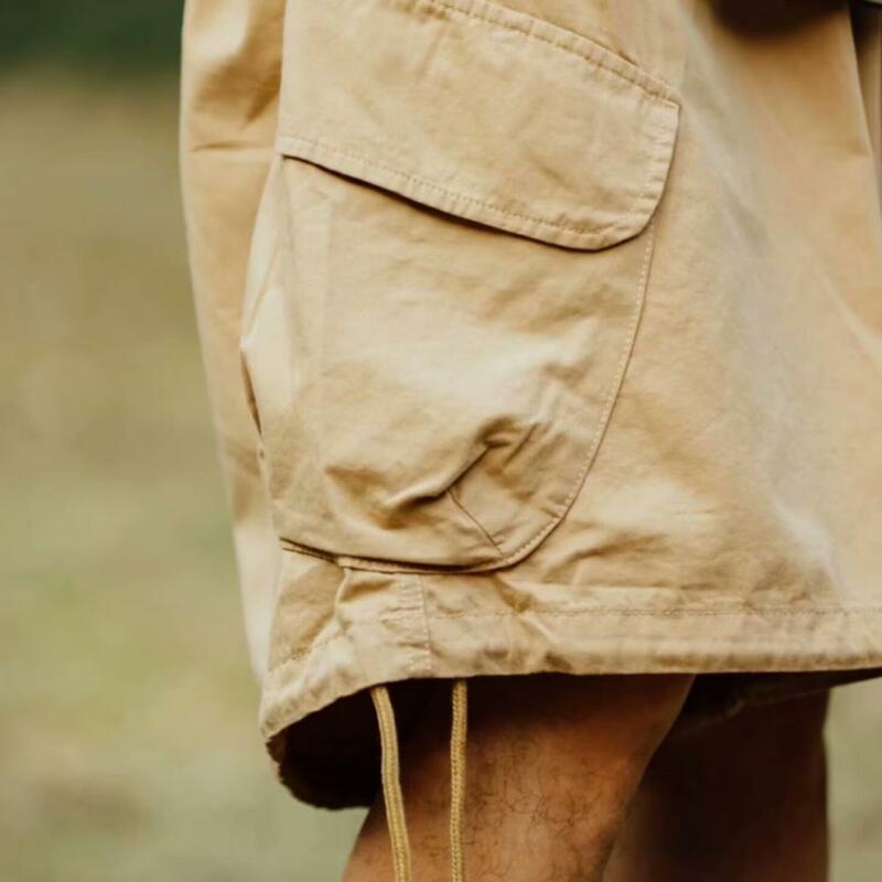 1Pc Cargo Shorts with Drawstring Waist Men Sweat Shorts Breathable Wide Leg Men's Adjustable Drawstring Cargo Shorts for Summer