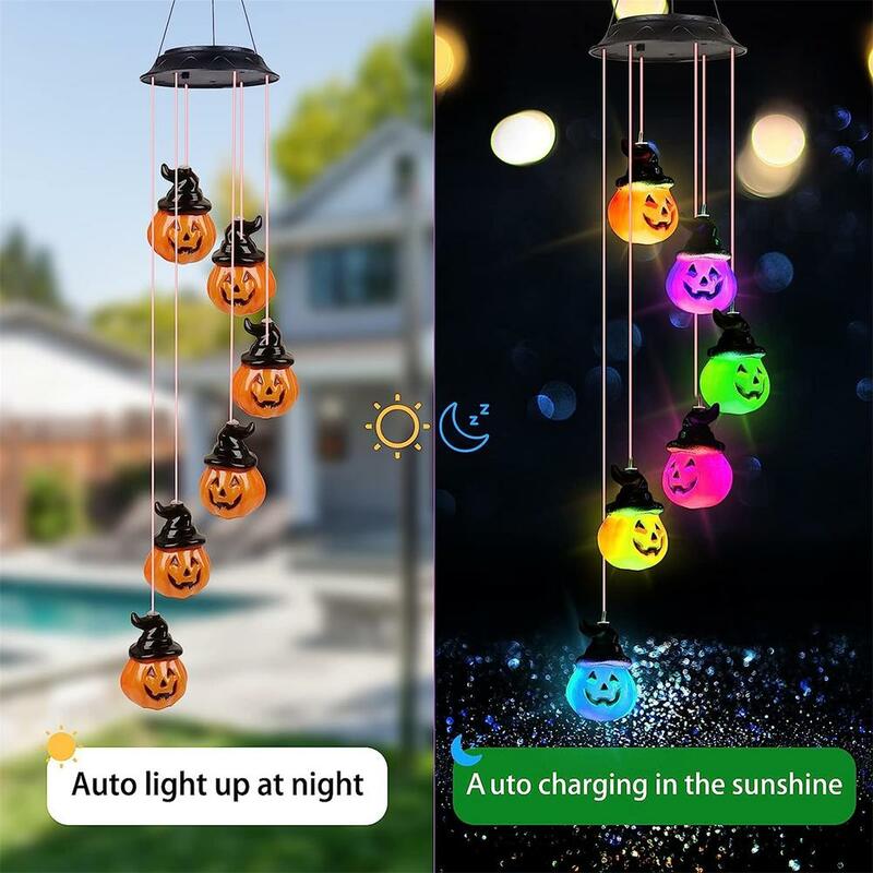 1.2 V 0.1 W Pumpkin Outdoor Hanging Solar Lights Color Changing Solar Wind Chime Windchimes For Outdoor Garden Yard Decor