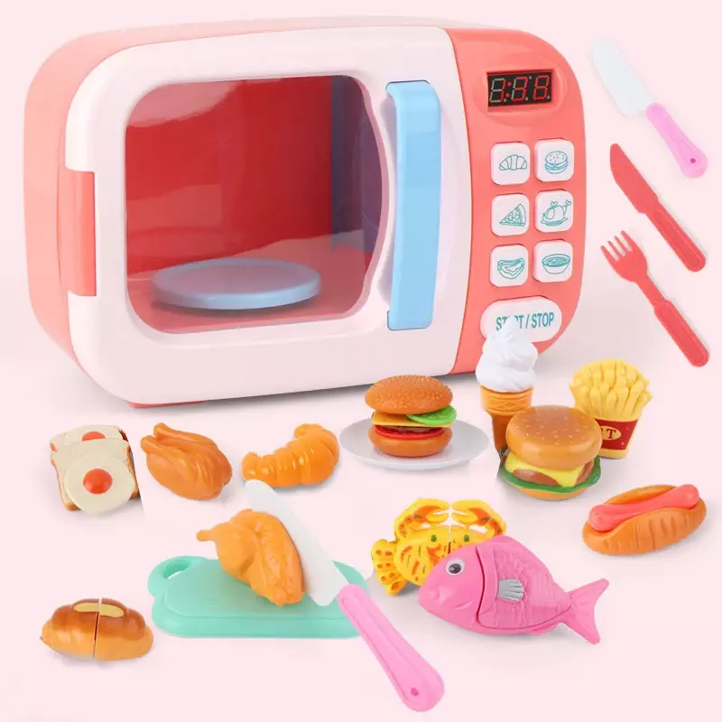 Mini Küche Pretend Spielen Spielzeug Mädchen Simulation Mikrowelle Schneiden Lebensmittel Spielen Haus Spielzeug Pädagogisches Geschenk Für Kinder