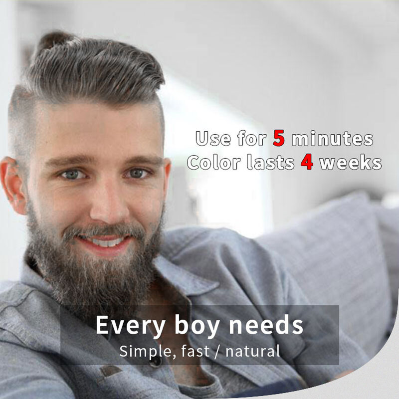 5 pçs tintura de cabelo instantânea preto barba shampoo para homem natural barba coloração temporária escurecimento bigode shampoo lavagem conveniente