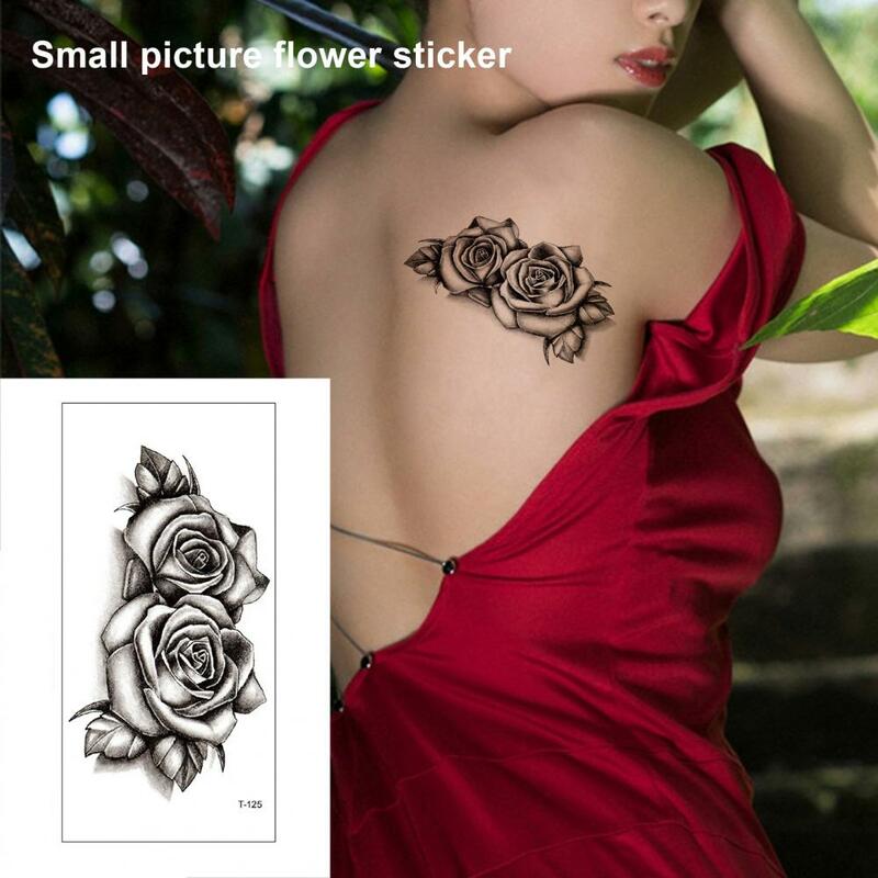 트렌디한 꽃무늬 바디 타투 스티커, 선명한 선명한 이미지, 임시 문신 꽃, 팔 문신 스티커