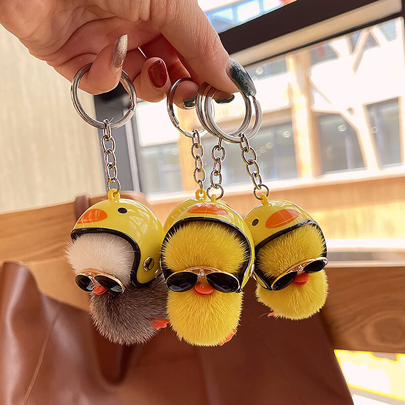 Niedliche Plüsch kleine gelbe Ente Cartoon Schlüssel bund Tasche Ornamente Auto Schmuck Plüsch Spielzeug Telefon hängen Zubehör