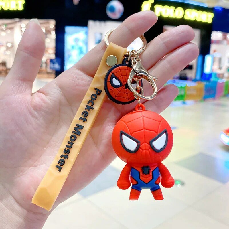 Breloczki kawia Anime Cartoon Disney Marvel Heroes Spiderman figurka Iron Man breloczek Model torby PendantKid zabawka prezent dla dzieci