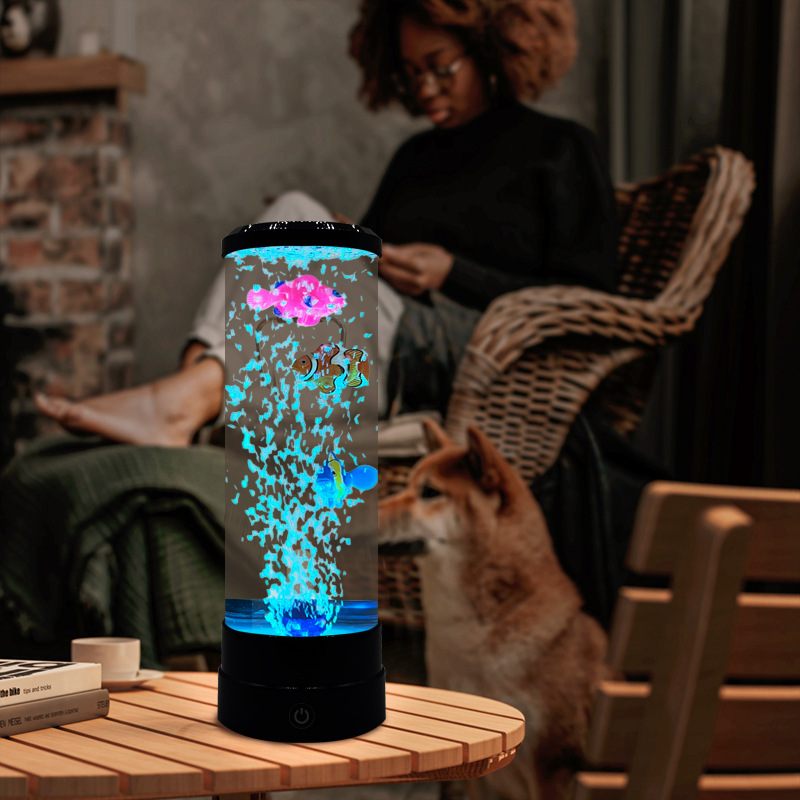 Simulierte LED bunte große Blase Fisch Licht Aquarium Tank USB Nachtlicht für Home Desk Schlafzimmer Wohnzimmer