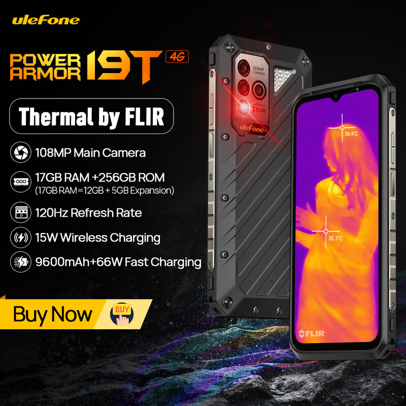 Premiere mondiale Ulefone Power Armor 19T termocamera FLIR®Telefono robusto 17GB RAM + 256GB ROM Helio G99 66W telefoni cellulari