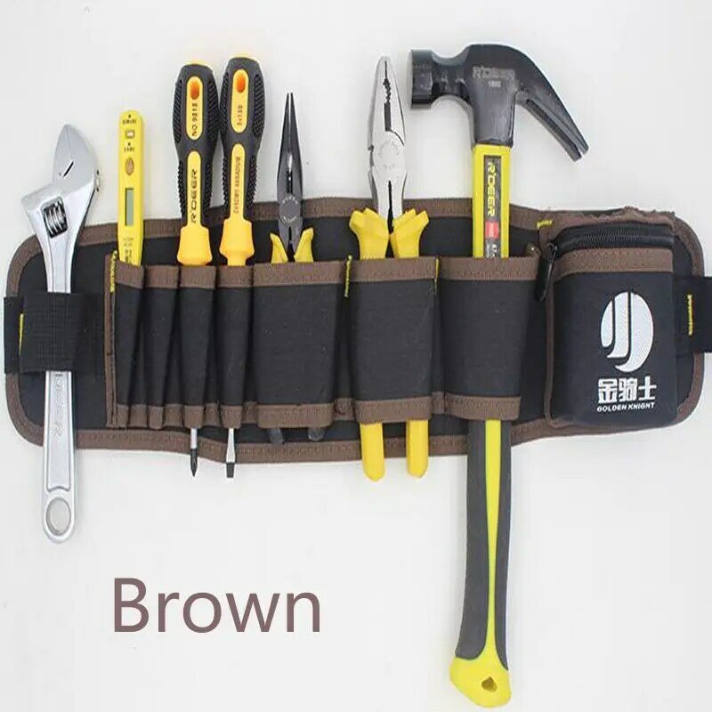 Cinturón de herramientas multicolor para electricistas, bolsa de reparación de herramientas de bolsillo, bolsa de cintura multifuncional impermeable, bolsa de herramientas de tela Oxford para carpintero