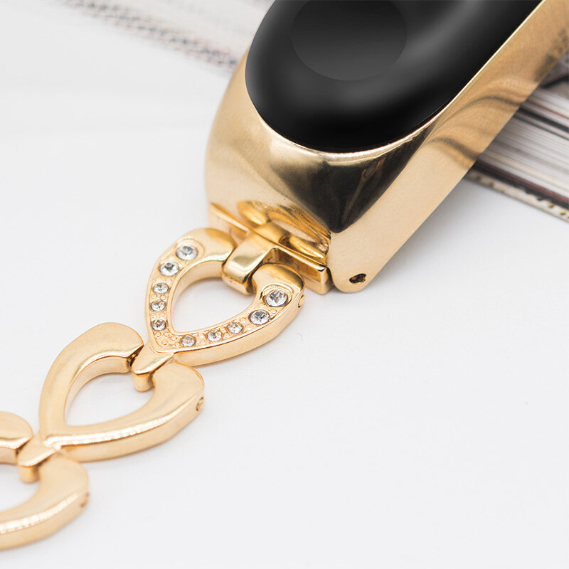 Mode Herz Form für Xiaomi Mi Band 7 6 5 4 3 Diamant Metall Kette Ersatz Armband Band Band Smart armband Zubehör