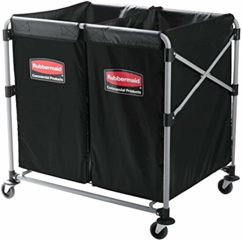Rubbermaid Commercial Products, Collapsible X Cart  Steel, Multistream - 2 (4 Bushel), 36" L x 7" W x 34" H, Black