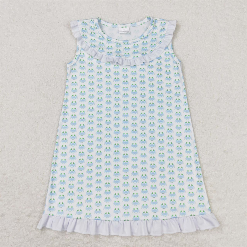 Wholesale Baby Girl Boutique Sleeveless Dress Toddler Infant Summer Knee Length Kids Children Flower One Piece Clothing