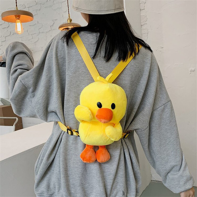 Tas punggung boneka bebek kuning kecil lucu tas sekolah kartun hewan bebek hadiah Hari anak-anak Valentine anak perempuan