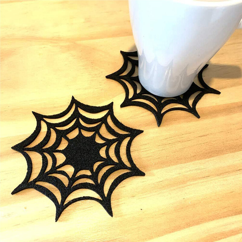 1/4 szt. Podkładka termoizolacyjna żaroodporna antypoślizgowa podkładka pod talerz dla przyjaciela rodziny Halloween błyszcząca kreatywna dekoracja prezentowa pająka