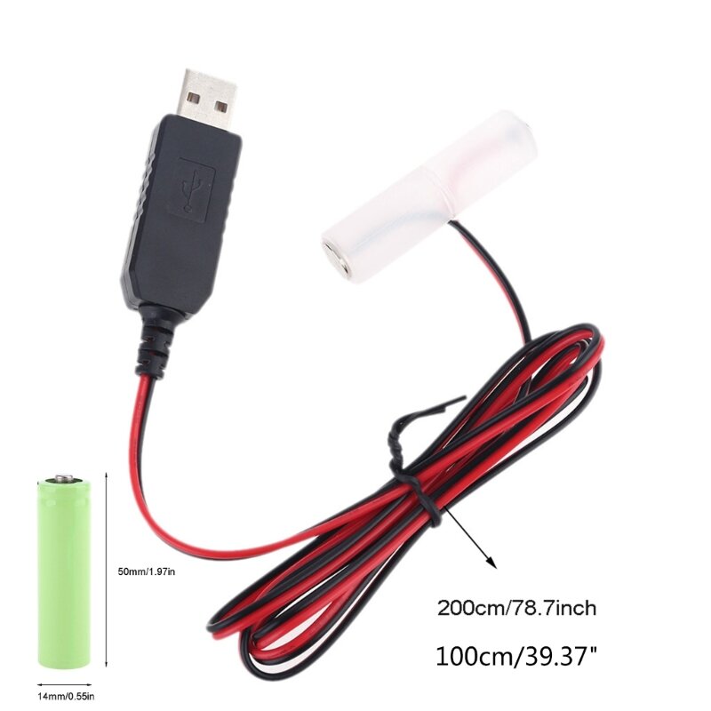 Câble d'Alimentation Universel Type-C/USB vers 1.5-6V AA DUNIBattery avec Adaptateur Type-C pour Radio, Lumière LED, Jouet, Télécommande