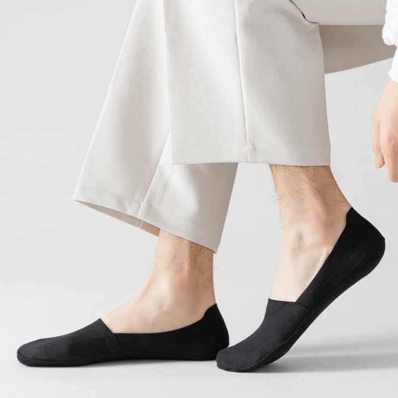 1 Paar Siliconen Antislip Heren Sokken Kwaliteit Katoen Ultradunne Mannen Boot Sok Absorberen Zweet Ademende Ijs Zijde Sok Zomer