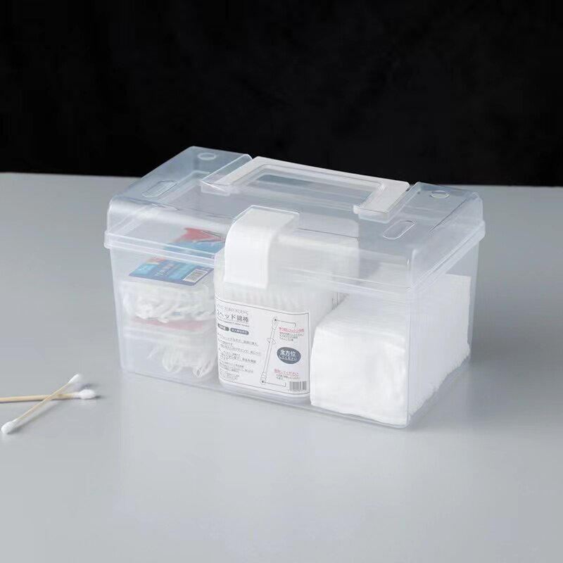 Caja de almacenamiento transparente para el hogar, caja de clasificación de plástico de escritorio, caja de almacenamiento portátil, caja de clasificación pequeña, caja de medicina, almacenamiento
