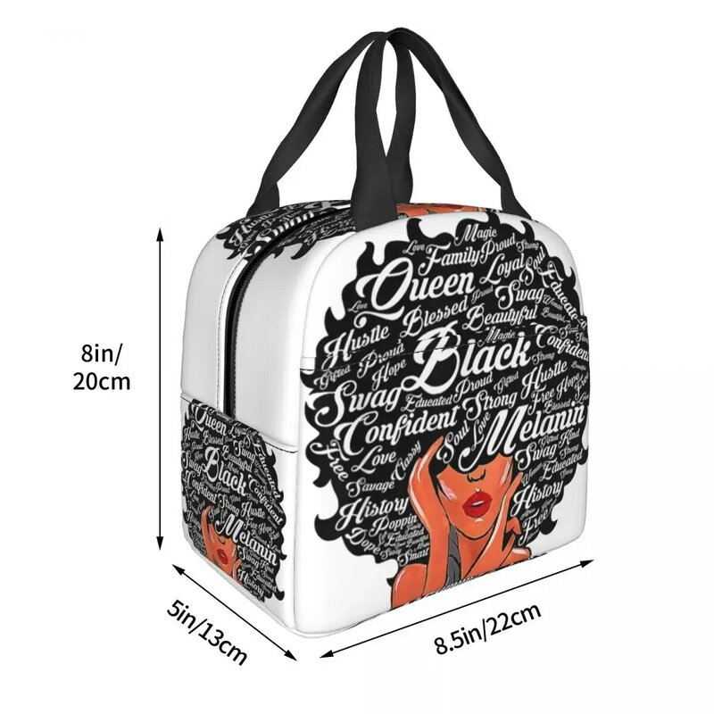 Afrikanische Königin Frauen schwarzes Mädchen Lunchbox Wärme kühler Lebensmittel isoliert Lunch Bag für Schularbeit Picknick wieder verwendbare Tote Container
