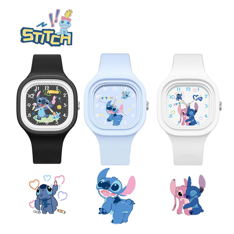 Disney-Reloj de Stitch para niños y niñas, cronógrafo de silicona ajustado con personaje de Anime, Mickey y Stitch, ideal para regalo de cumpleaños, novedad