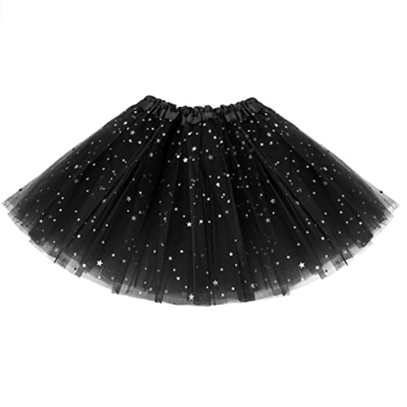 Gonne Tutu per ragazze Star Sparkle paillettes Princess Dresses 3 strati Dance Toddler Baby Tulle Tutu, nero