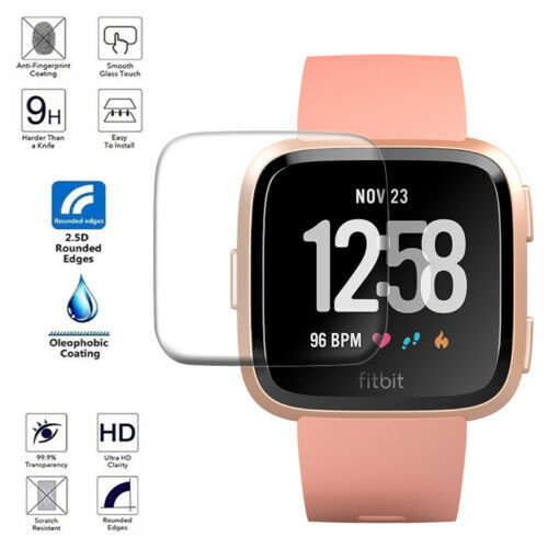 3 pçs para fitbit versa smartwatch proteção completa filmes de vidro temperado resistente a riscos protetores de tela para fitbit versa 2