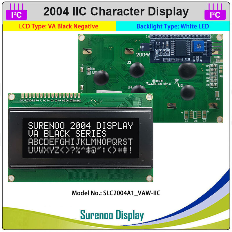 Serial IIC I2C TWI 2004 204 20*4 ภาษาอังกฤษตัวอักษรญี่ปุ่น LCD โมดูลจอแสดงผลสำหรับ Arduino